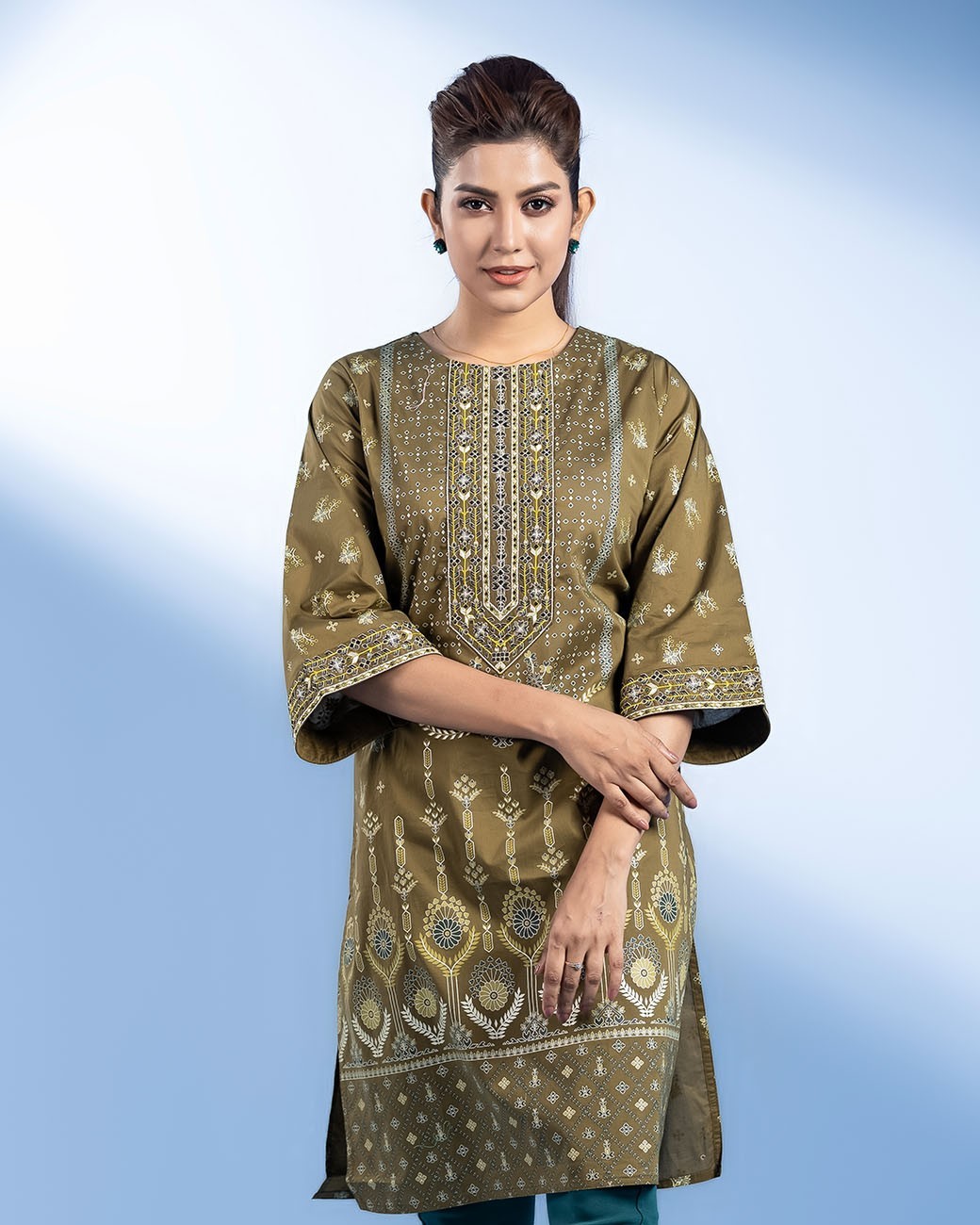 WOMEN''S WOVEN LONG KURTI